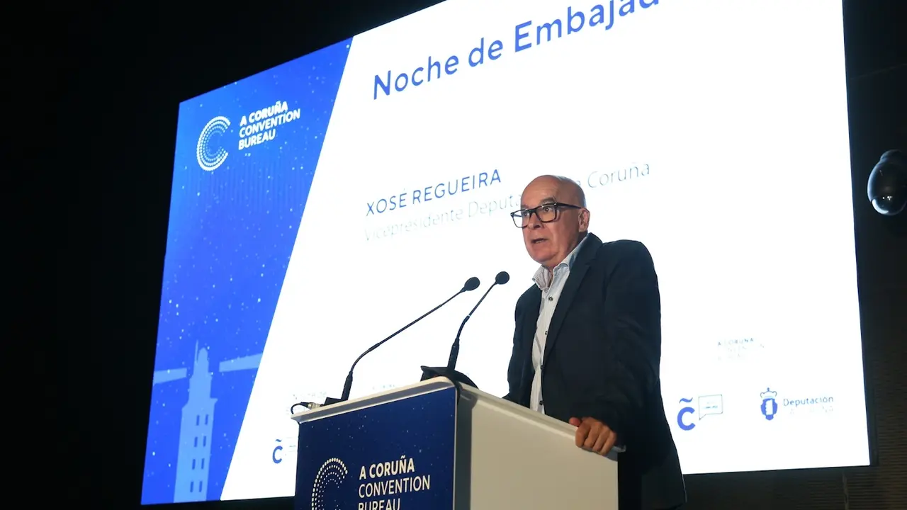 Regueira, durante a s&uacute;a intervenci&oacute;n na Noite de Embaixadores
