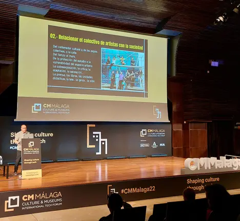 Xos&eacute; Regueira, durante a s&uacute;a intervenci&oacute;n hoxe na CM M&aacute;laga Cities & Museums International Trade Fair