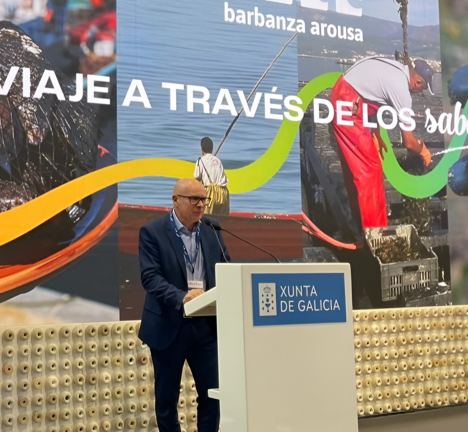 Regueira, na presentaci&oacute;n da campa&ntilde;a de Turismo Barbanza, hoxe en Fitur