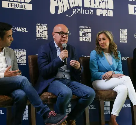 Regueira, durante a s&uacute;a intervenci&oacute;n na presentaci&oacute;ns das probas, hoxe en Compostela