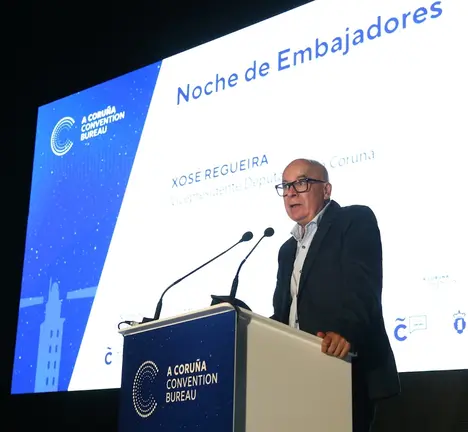 Regueira, durante a s&uacute;a intervenci&oacute;n na Noite de Embaixadores