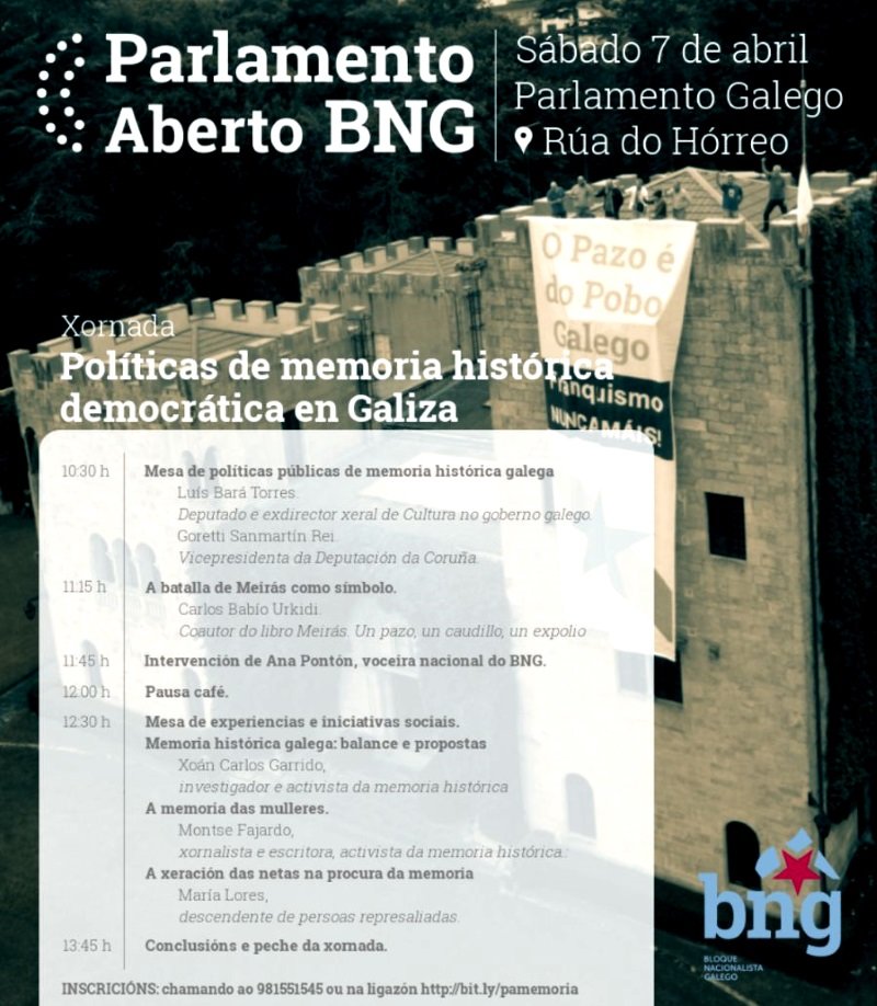 Debate Meirás no Parlamento Aberto o 7 de abril